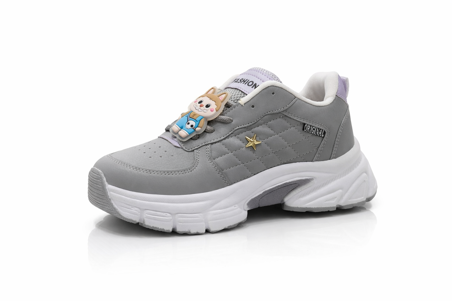 کفش اسپرت دخترانه مدل Fashion Star لژدار رنگ طوسی